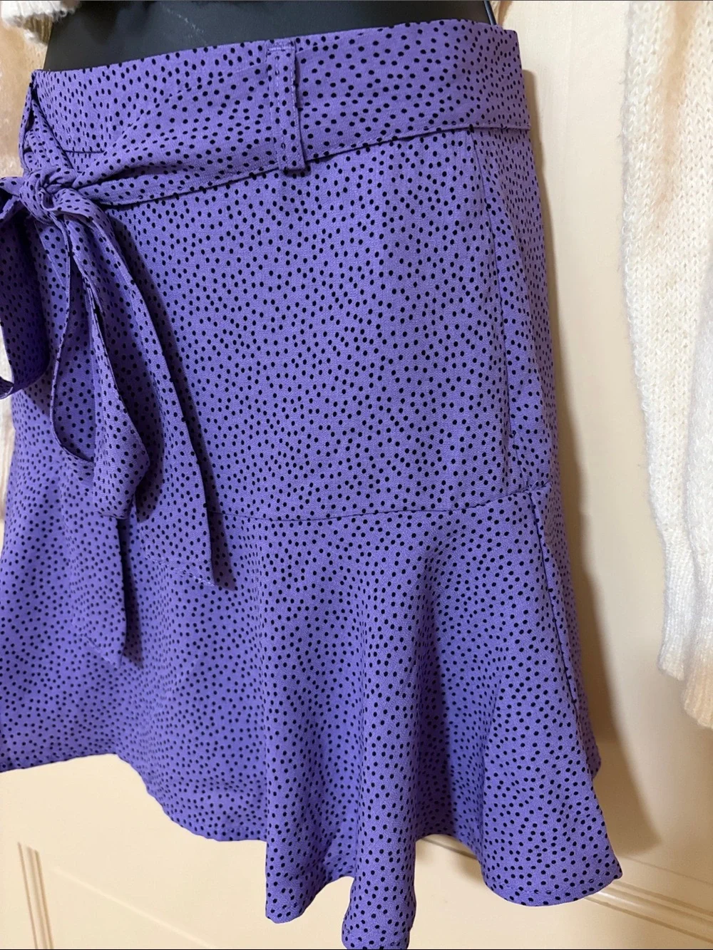 Purple Polka Dot Tie-Waist Skort